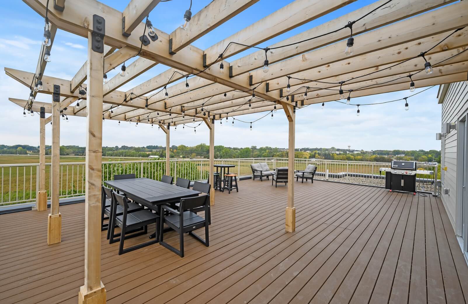 the rooftop seating area