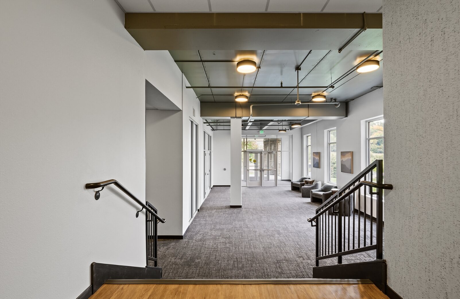 the lobby and entrance view from the stairs