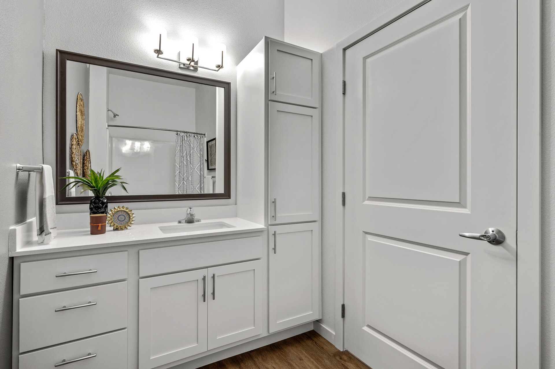 a photo of the bathroom cabinets